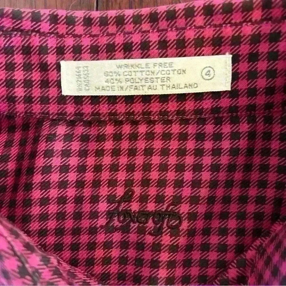 Foxcroft Women’s Wrinkle Free Pink Black Checker Button Down Shirt Top Size 4 - Picture 3 of 7